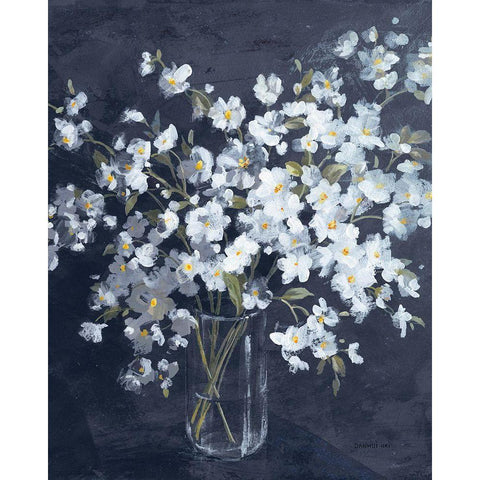 Fresh White Bouquet Indigo Crop White Modern Wood Framed Art Print by Nai, Danhui