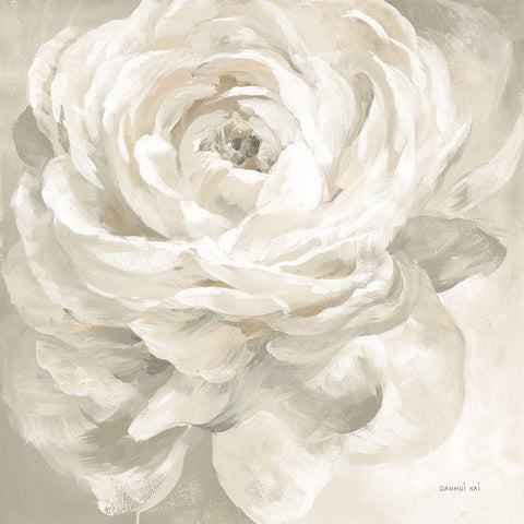 White Rose Gray Black Modern Wood Framed Art Print by Nai, Danhui