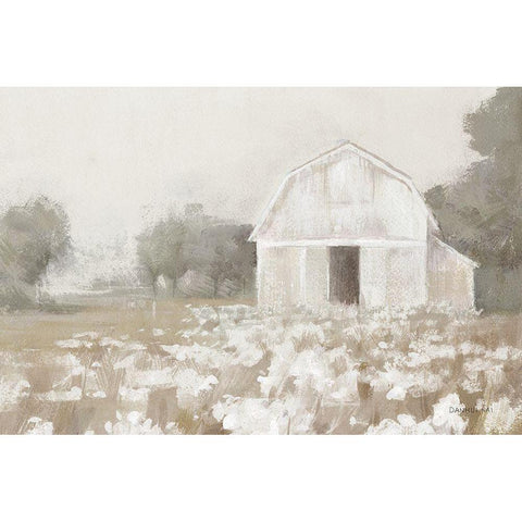 White Barn Meadow Neutral Crop Black Modern Wood Framed Art Print with Double Matting by Nai, Danhui