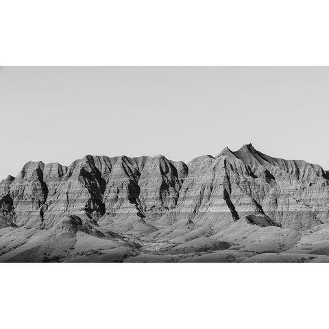 Badlands BW Black Modern Wood Framed Art Print with Double Matting by Larson, Nathan
