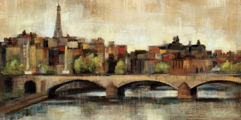 Paris Bridge I Spice White Modern Wood Framed Art Print with Double Matting by Vassileva, Silvia