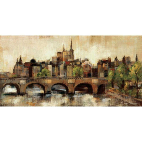 Paris Bridge II Spice Black Modern Wood Framed Art Print with Double Matting by Vassileva, Silvia