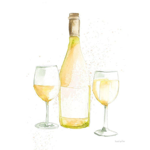 Pop the Cork II White Wine Black Modern Wood Framed Art Print with Double Matting by Charro, Mercedes Lopez