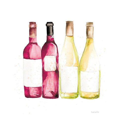 Pop the Cork III Red and White Wine Black Modern Wood Framed Art Print by Charro, Mercedes Lopez