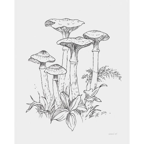 Natures Sketchbook I Bold Light Gray Black Modern Wood Framed Art Print by Nai, Danhui