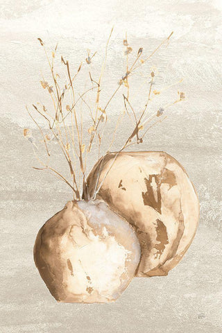 Neutral Vase Branch White Modern Wood Framed Art Print with Double Matting by Paschke, Chris