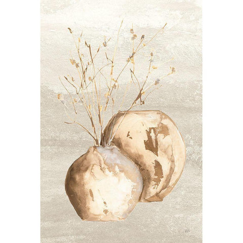 Neutral Vase Branch Black Modern Wood Framed Art Print with Double Matting by Paschke, Chris