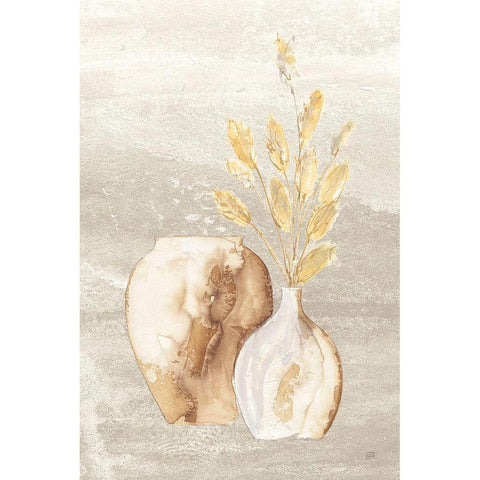 Neutral Vase Bunny Tail White Modern Wood Framed Art Print by Paschke, Chris