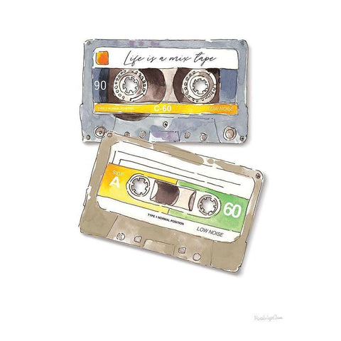 Mixtape Love Neutral No Words White Modern Wood Framed Art Print by Charro, Mercedes Lopez