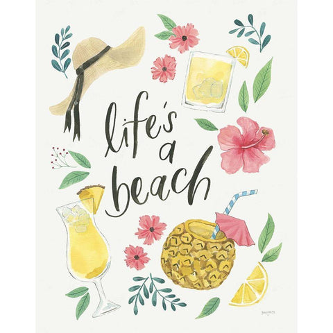 Lifes a Beach I Gold Ornate Wood Framed Art Print with Double Matting by Jackson, Jenaya