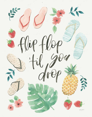 Lifes a Beach II White Modern Wood Framed Art Print with Double Matting by Jackson, Jenaya