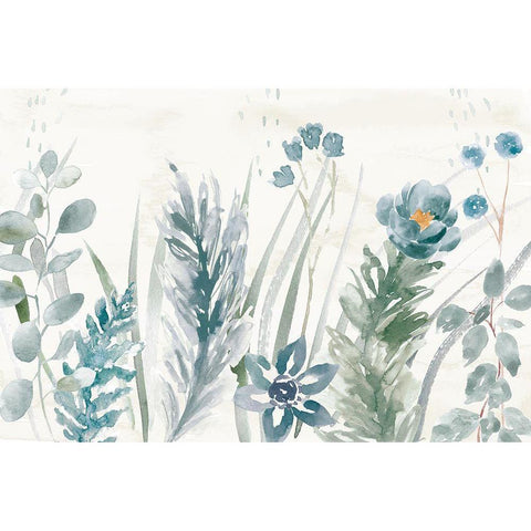 Boho Garden I No Butterflies Blue Black Modern Wood Framed Art Print with Double Matting by June, Dina