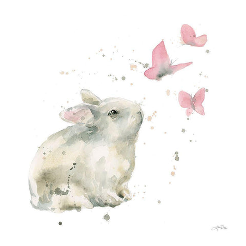Dreaming Bunny I Black Modern Wood Framed Art Print with Double Matting by Pete, Katrina
