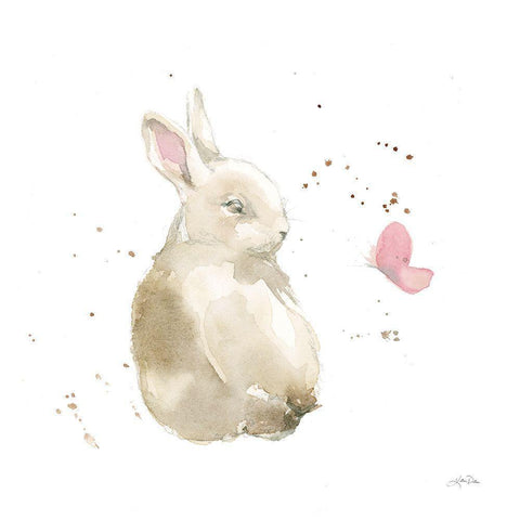 Dreaming Bunny II White Modern Wood Framed Art Print by Pete, Katrina