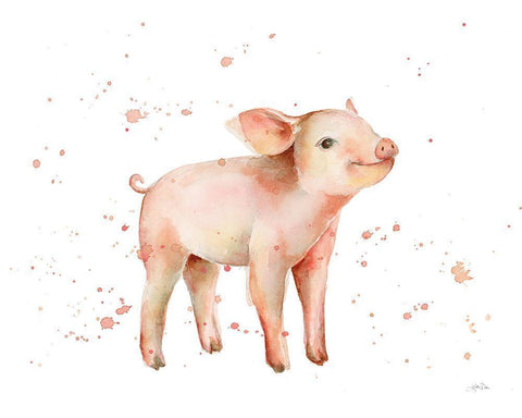 Sweet Piggy White Modern Wood Framed Art Print with Double Matting by Pete, Katrina