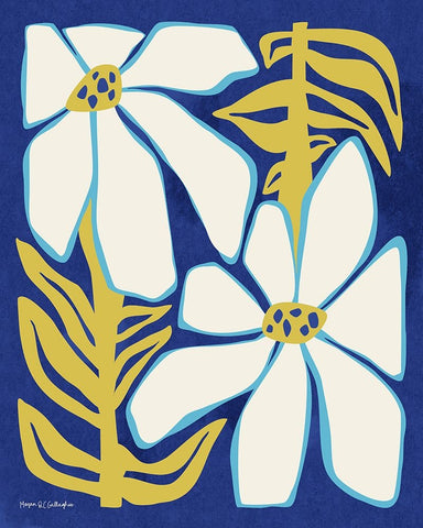 Flower Power I White Modern Wood Framed Art Print with Double Matting by Gallagher, Megan
