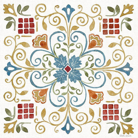 Mediterranean Motif IV White Modern Wood Framed Art Print with Double Matting by Grove, Beth