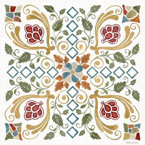 Mediterranean Motif V White Modern Wood Framed Art Print with Double Matting by Grove, Beth