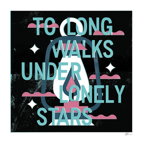 Lonely Stars Black Modern Wood Framed Art Print with Double Matting by Paterson, Robert John