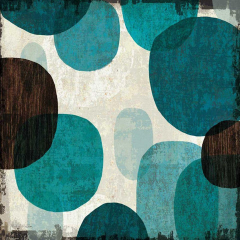 Blue Drips I White Modern Wood Framed Art Print by Mullan, Michael