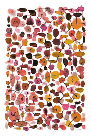 Mid Century III Plum Vertical White Modern Wood Framed Art Print with Double Matting by Warrick, Cheryl