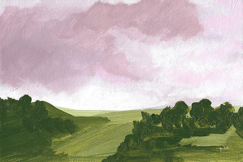 Country Lane White Modern Wood Framed Art Print with Double Matting by Mack, Lynn