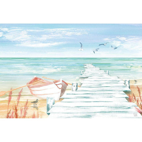 Ocean Breeze I White Modern Wood Framed Art Print by June, Dina