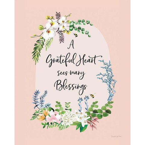 Gratitude Flowers I Black Modern Wood Framed Art Print by Charro, Mercedes Lopez