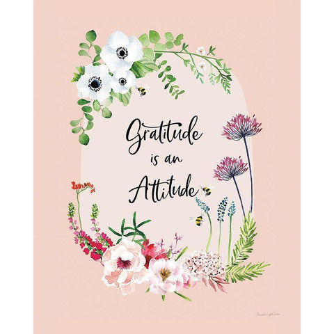 Gratitude Flowers II Black Modern Wood Framed Art Print with Double Matting by Charro, Mercedes Lopez