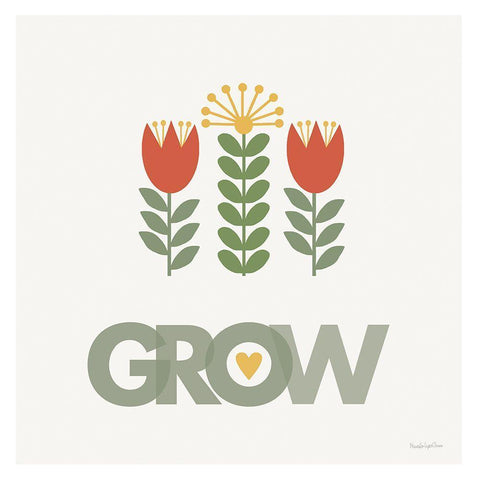 Grow White Modern Wood Framed Art Print with Double Matting by Charro, Mercedes Lopez