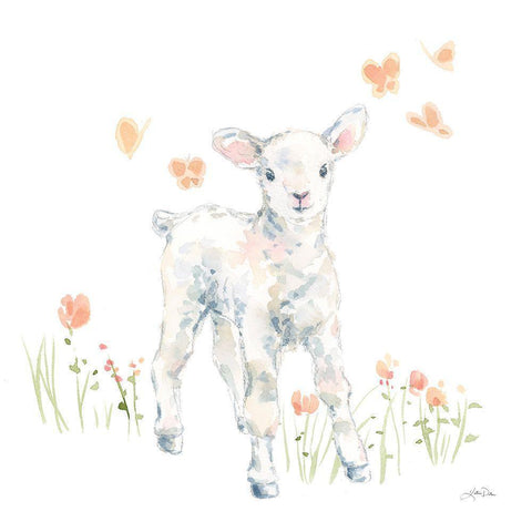 Spring Lambs I Black Modern Wood Framed Art Print with Double Matting by Pete, Katrina