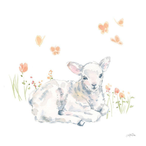 Spring Lambs III White Modern Wood Framed Art Print by Pete, Katrina