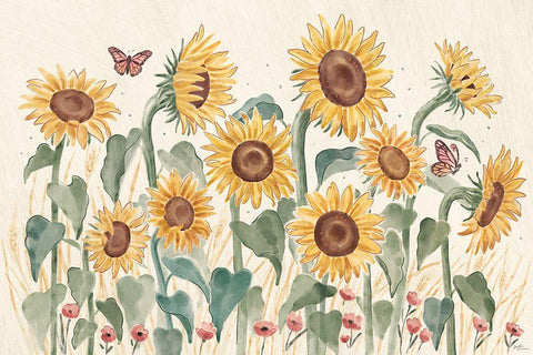 Sunflower Season I Bright Black Ornate Wood Framed Art Print with Double Matting by Penner, Janelle