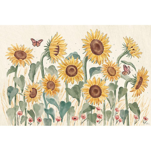 Sunflower Season I Bright White Modern Wood Framed Art Print by Penner, Janelle