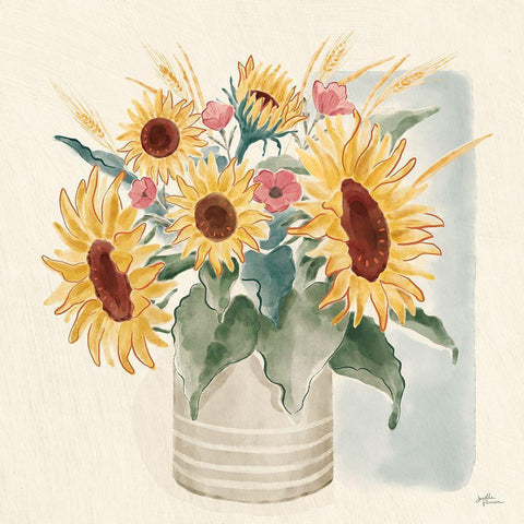 Sunflower Season V Bright Gold Ornate Wood Framed Art Print with Double Matting by Penner, Janelle
