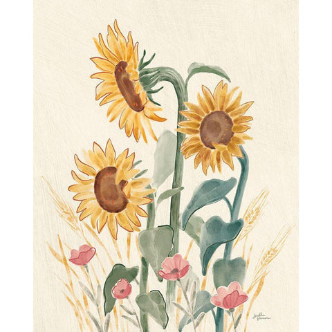 Sunflower Season IX Bright Black Modern Wood Framed Art Print with Double Matting by Penner, Janelle