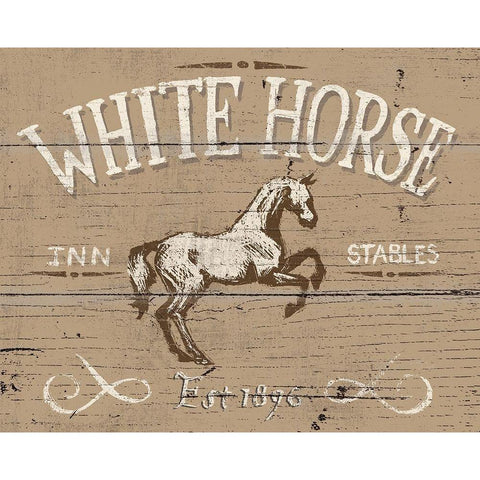 Horse Signs II Neutral White Modern Wood Framed Art Print by Wellington Studio