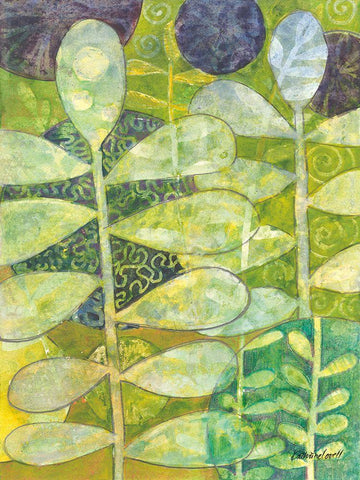 Rising Green III Black Ornate Wood Framed Art Print with Double Matting by Lovell, Kathrine