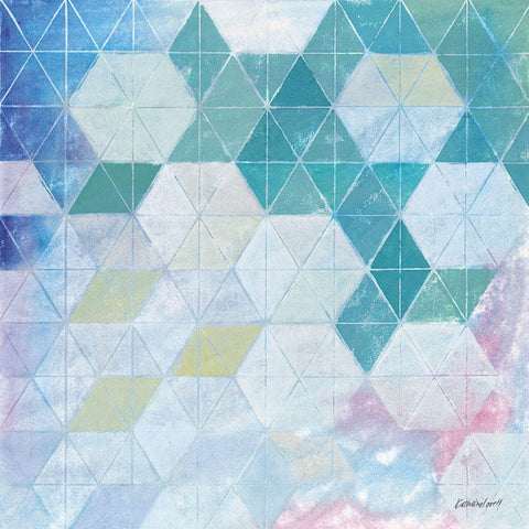 Disappearing Triangles White Modern Wood Framed Art Print with Double Matting by Lovell, Kathrine