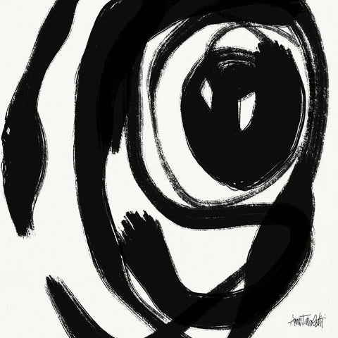 Black and White Abstract I White Modern Wood Framed Art Print with Double Matting by Tavoletti, Anne