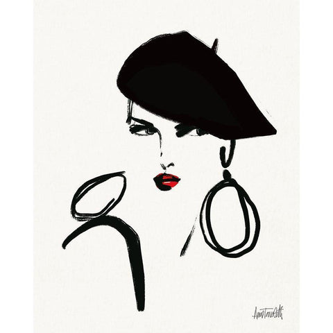 Beret and Scarf I Black Modern Wood Framed Art Print with Double Matting by Tavoletti, Anne