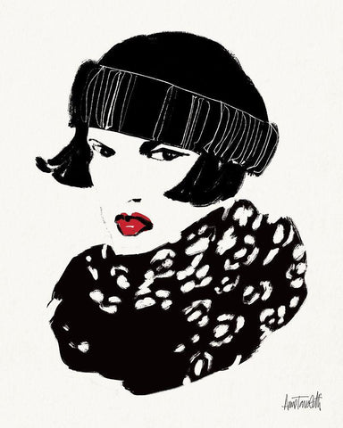 Beret and Scarf II White Modern Wood Framed Art Print with Double Matting by Tavoletti, Anne