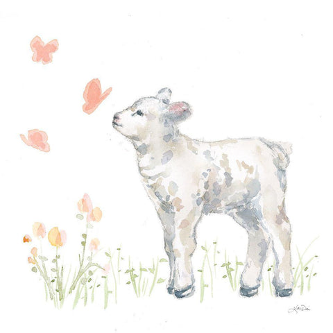Spring Lamb IV White Modern Wood Framed Art Print with Double Matting by Pete, Katrina