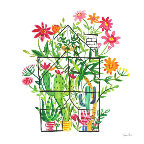 Greenhouse Blooming III White Modern Wood Framed Art Print with Double Matting by Zaman, Farida