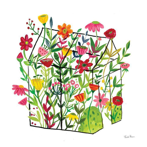 Greenhouse Blooming IV White Modern Wood Framed Art Print with Double Matting by Zaman, Farida