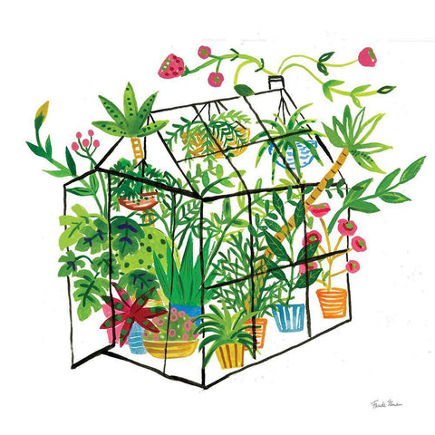 Greenhouse Blooming V White Modern Wood Framed Art Print with Double Matting by Zaman, Farida