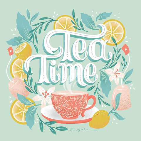 Tea Time V White Modern Wood Framed Art Print by Graham, Gia