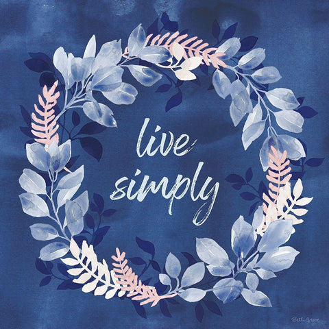 Indigo Petals IV Gold Ornate Wood Framed Art Print with Double Matting by Grove, Beth