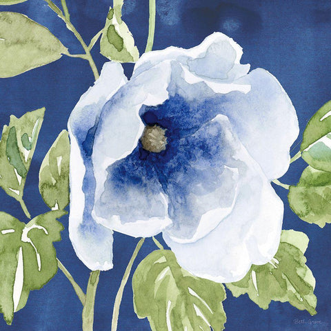 Indigo Petals VIII Black Modern Wood Framed Art Print by Grove, Beth