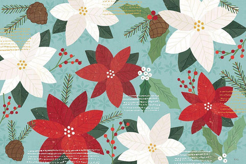 Mod Holiday I White Modern Wood Framed Art Print with Double Matting by Charron, Veronique